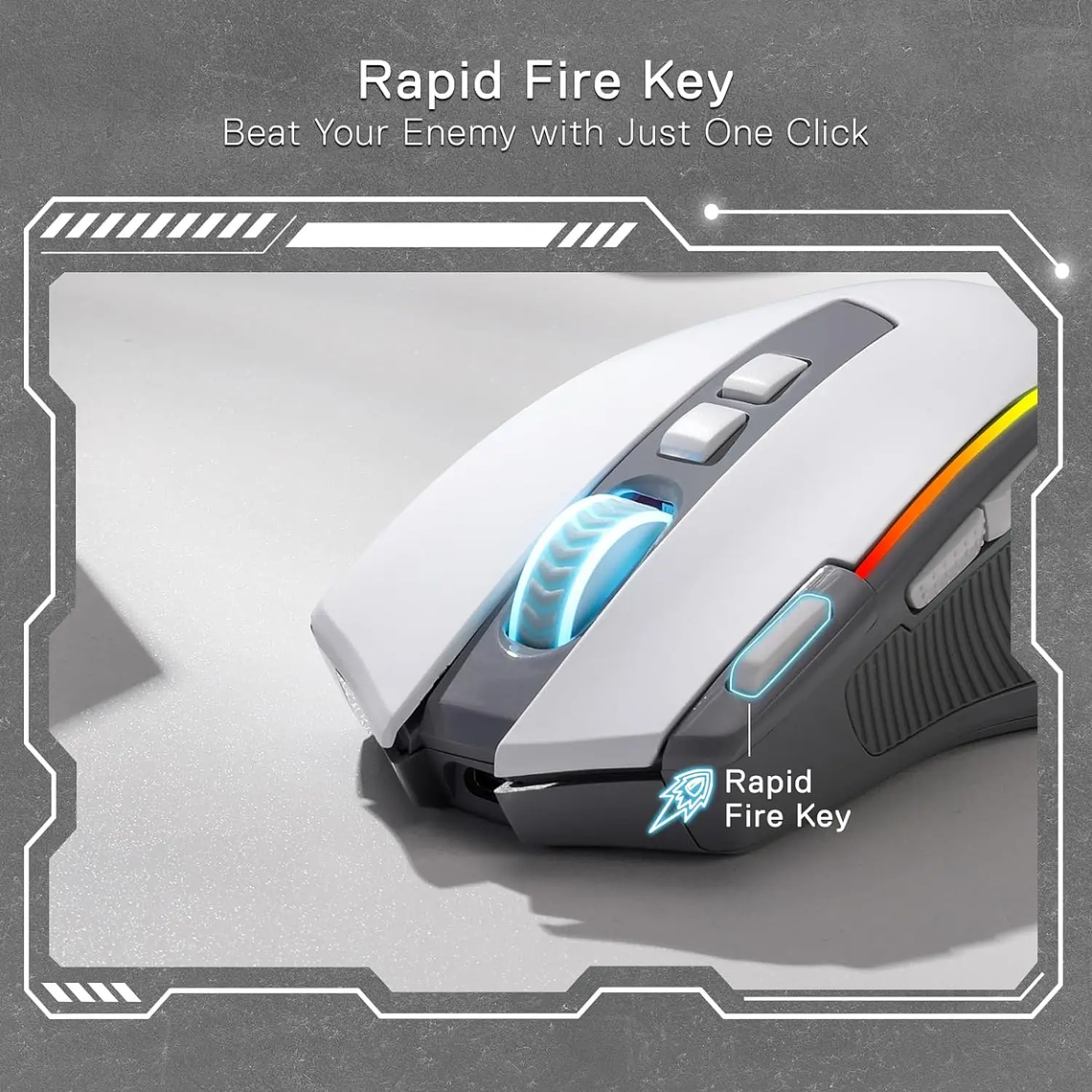 Redragon M612 PRO RGB BT 2.4G Gaming Gamer Mouse, Óptico Inalámbrico 8000 DPI 9 Botones Programables 7 Modos Retroiluminados, B 4