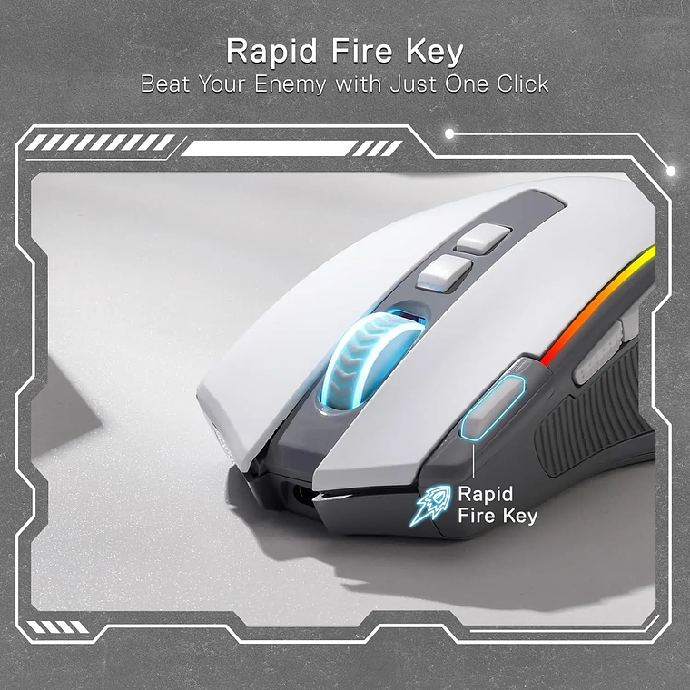 Redragon M612 PRO RGB BT 2.4G Gaming Gamer Mouse, Óptico Inalámbrico 8000 DPI 9 Botones Programables 7 Modos Retroiluminados, B 4