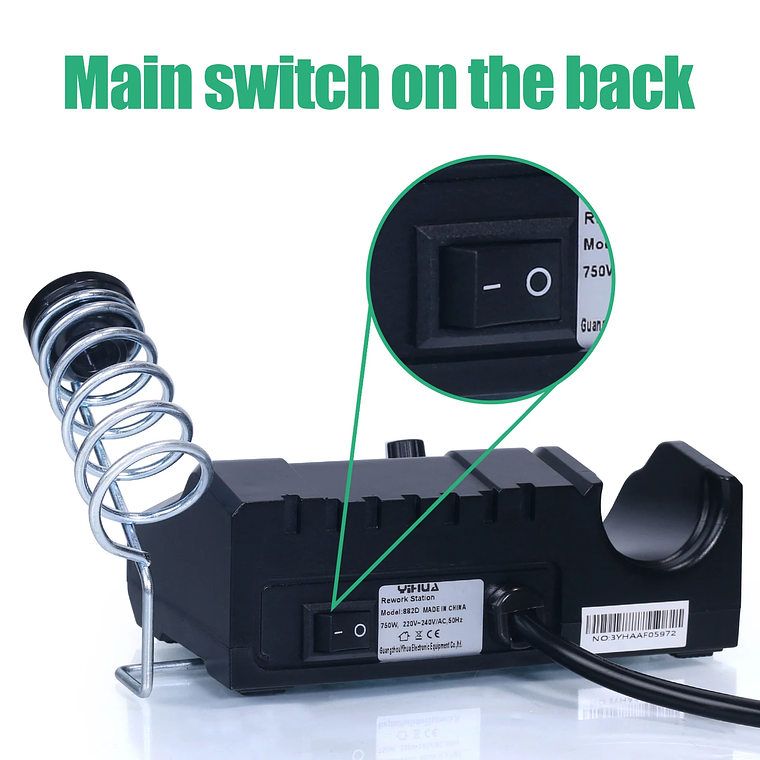 YIHUA 750W 2-in-1 Soldering Station Hot Air Rework Station Adjustable Temp ESD 11