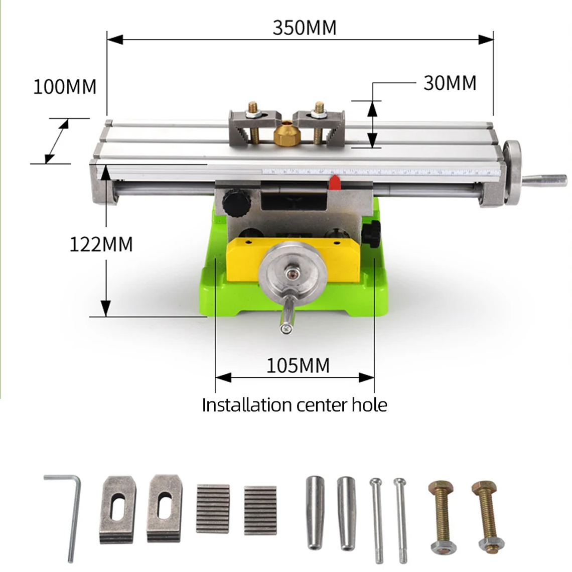 Allsome Mesa Transversal de Precisión, Tabla Cruzada con Abrazaderas Banco de Tornillo en Cruz de Trabajo mesa de coordenadas para Taladros, Fresadoras, CNC, etc. Superficie de Trabajo BG-6350 10