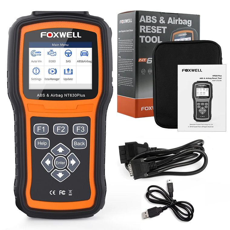 FOXWELL-escáner automotriz NT630 Plus OBD2, lector de código de reinicio de aceite, ABS, sangrado, SRS, SAS, bidireccional, herramienta de diagnóstico de coche 7