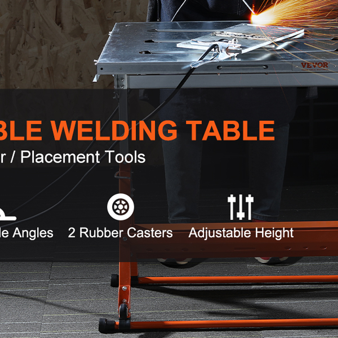 SucceBuy-mesa de soldadura plegable de 18/20/24 pulgadas, herramienta de soldadura auxiliar de mesa de acero, banco de trabajo portátil de altura Flexible para el trabajo 11