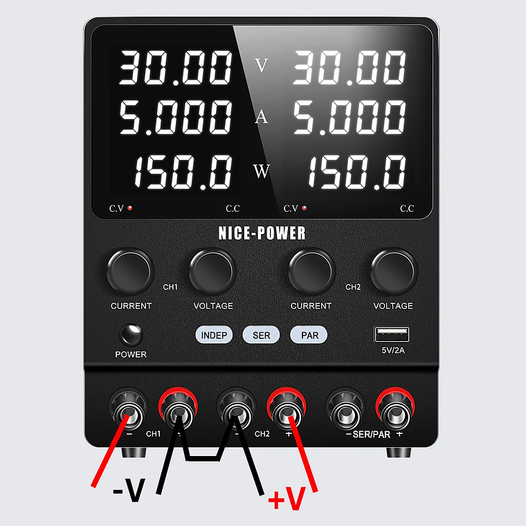 NICE-POWER 120V 3A 6A Fuente de alimentación de laboratorio dual ajustable 4 en 1, fuente de alimentación digital de banco 30V 10A, salida estable, modos independiente, serie, paralelo, 0-240V para  6