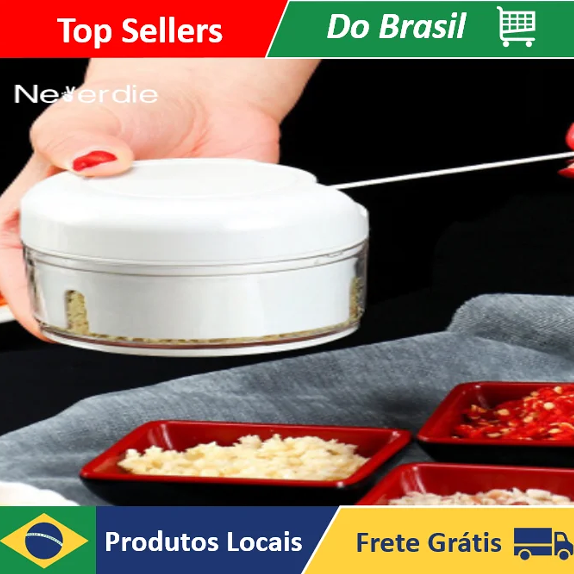 Mini procesador de alimentos trituradora de ajo manual 250 ml - Neverdie 1