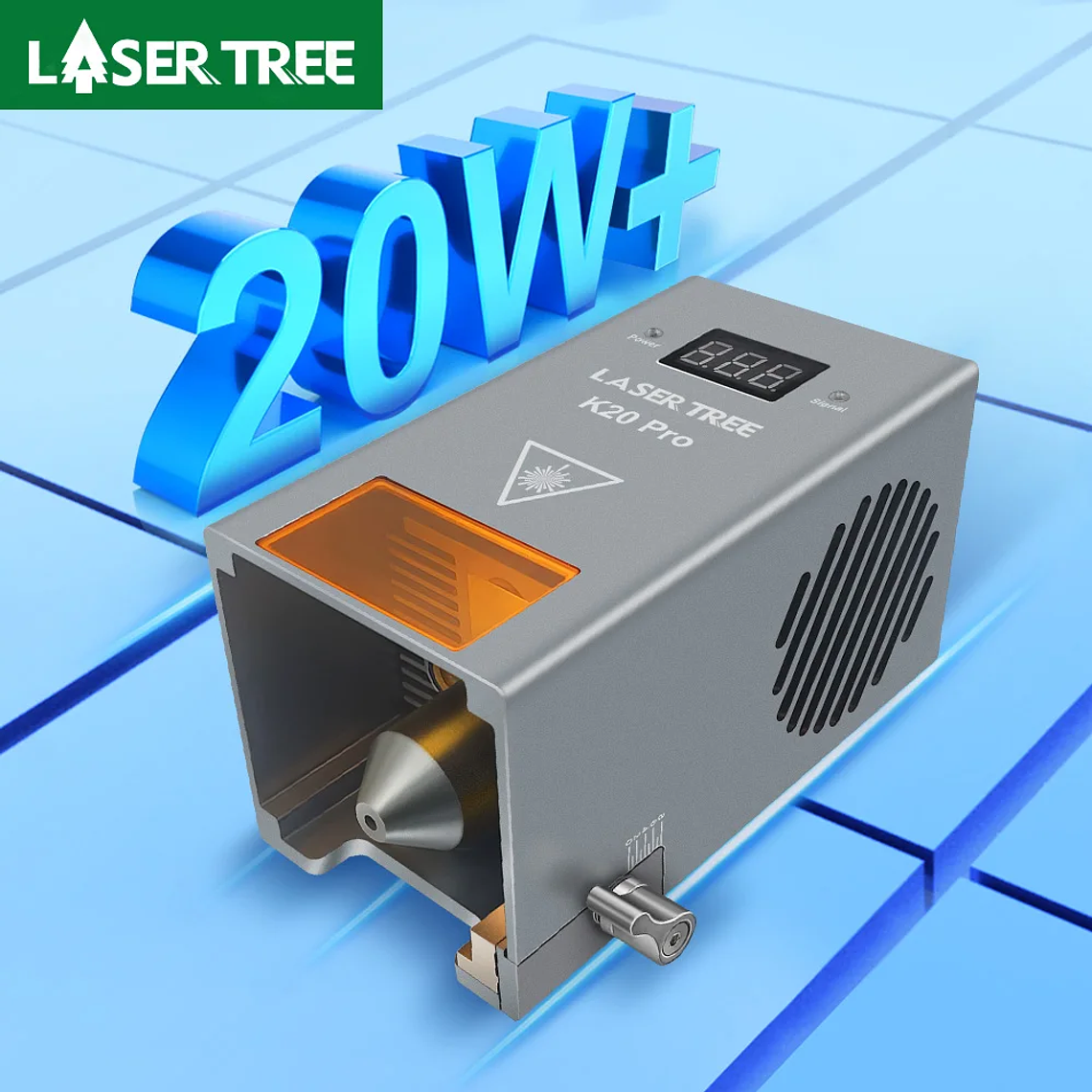 Árbol láser de alta potencia, cabezal láser de potencia óptica de 20W con asistencia de aire, módulo de luz azul TTL para herramienta de grabado de corte láser DIY 1