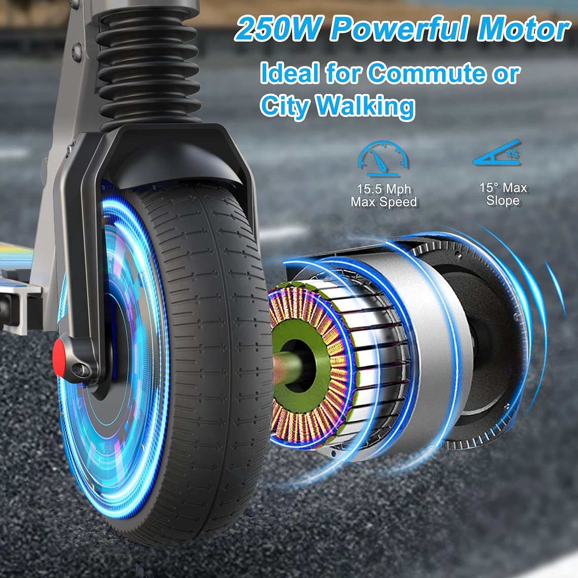 Patinete eléctrico para adultos, patinete eléctrico plegable con Control de crucero, sistema de frenado doble, absorción de impacto 5