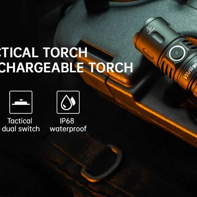 Linterna Táctica Wurkkos TD04 Recargable 21700 de Doble Modo con Interfaz USB-C, 3000 Lúmenes, para Uso Diario con Interruptor Trasero 10
