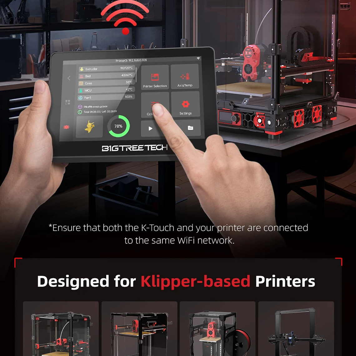 BIGTREETECH K-TOUCH 5 pulgadas pantalla táctil Control inalámbrico impresoras Klipper actualización para Voron 2,4 Creality K1 Ender 3 V1 VzBot 14