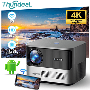 Proyector ThundeaL TDA6 Full HD 1080P, Video 4K, WiFi 5G, Proyector Android FHD TDA6W, Cine en Casa, Teléfono Inteligente 3D, Proyector Portátil