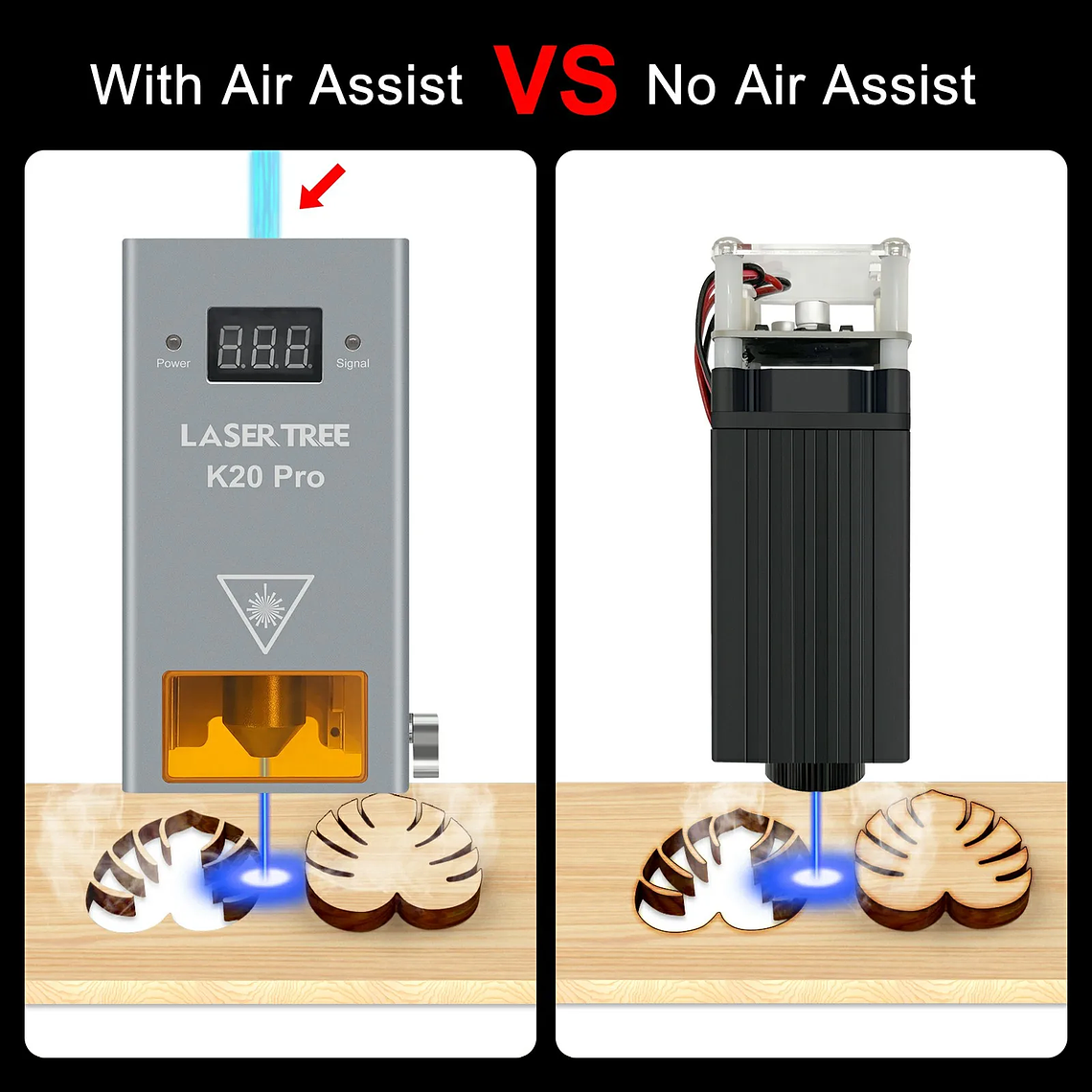Árbol láser de alta potencia, cabezal láser de potencia óptica de 20W con asistencia de aire, módulo de luz azul TTL para herramienta de grabado de corte láser DIY 4