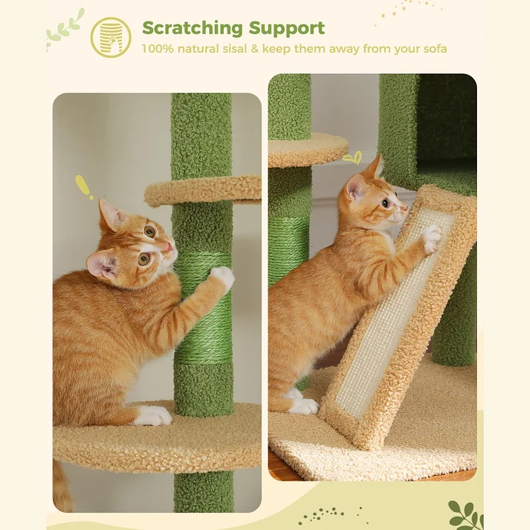 Árbol alto para gatos, torre de árbol para gatos de piso a techo, ajustable con hamaca para gatos y poste rascador para interiores 6