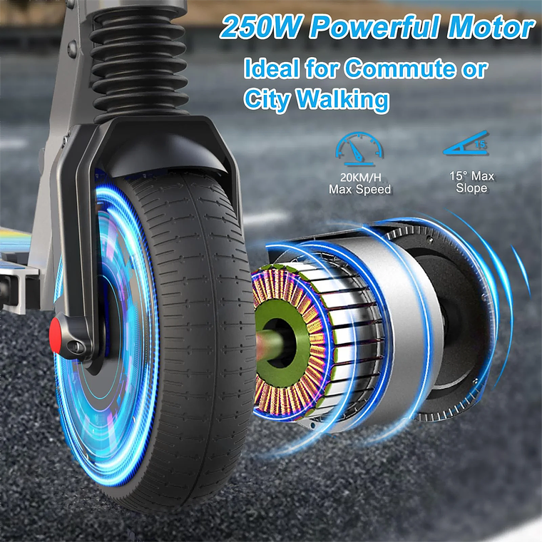 Patinete eléctrico para adultos, patinete eléctrico plegable con Control de crucero, sistema de frenado doble, absorción de impacto 9