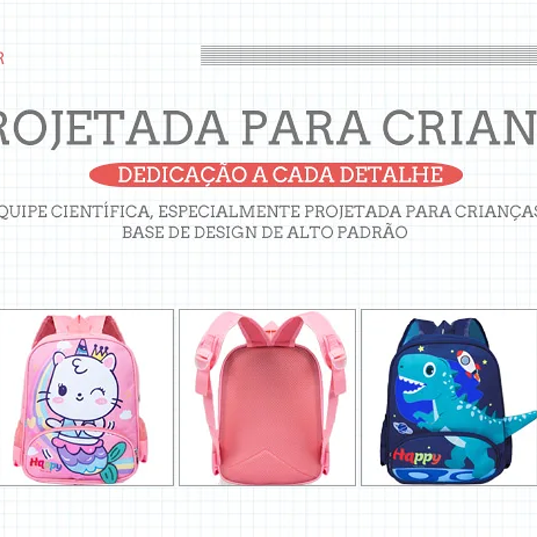 Mochila Escolar Infantil Menino Menina Bolsa Resistente 18