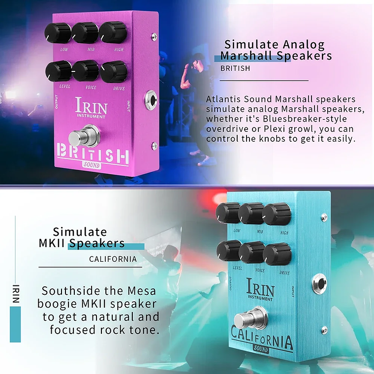 IRIN-Pedal de efecto de guitarra, altavoces de distorsión Overdrive, analógico, clásico, efecto Rock británico, Pedal de bajo eléctrico, True Bypass 2