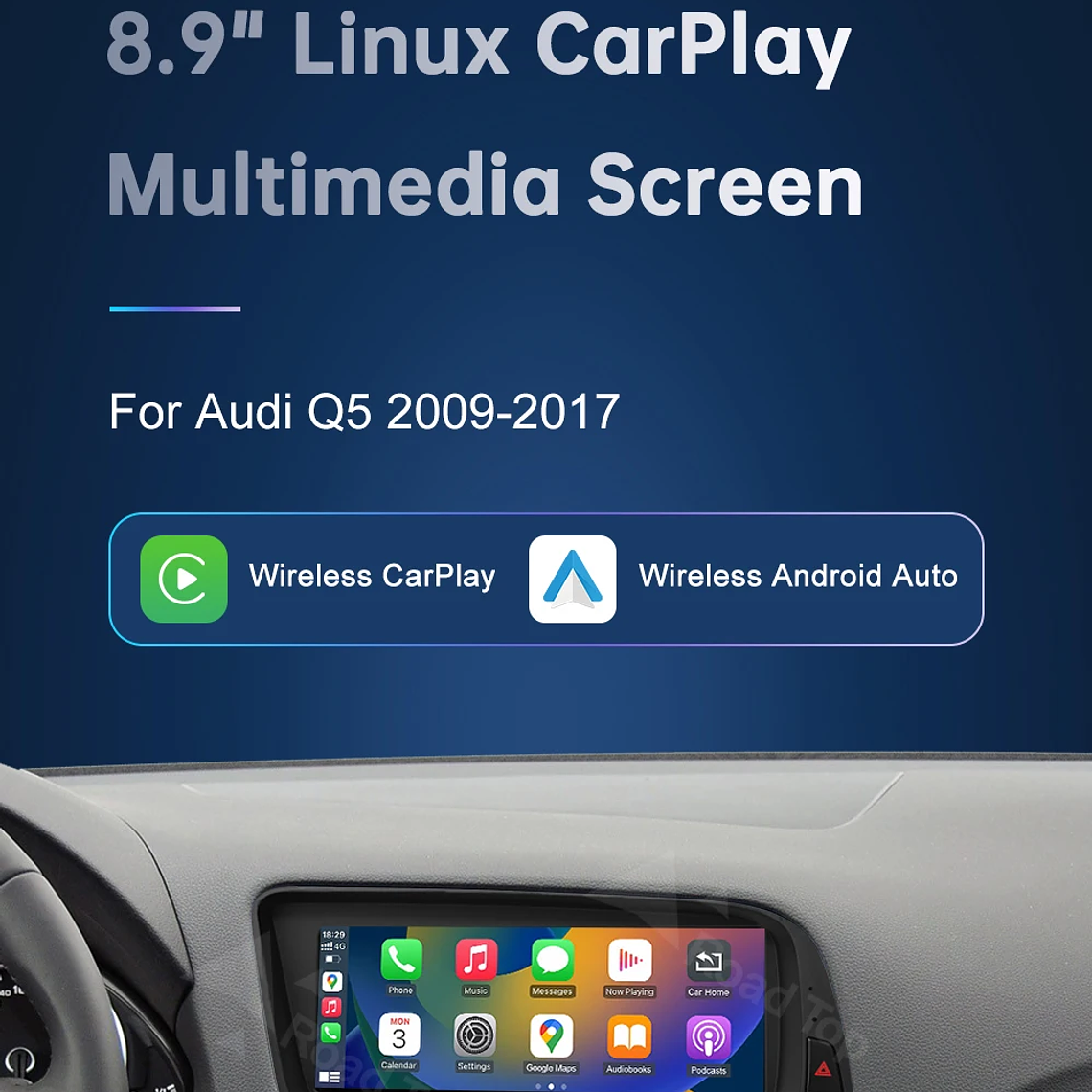 Pantalla táctil Multimedia de 8,9 pulgadas y 12,3 pulgadas para Audi Q5 2009-2017 Airplay Miracast función inalámbrica Carplay Android Auto 13