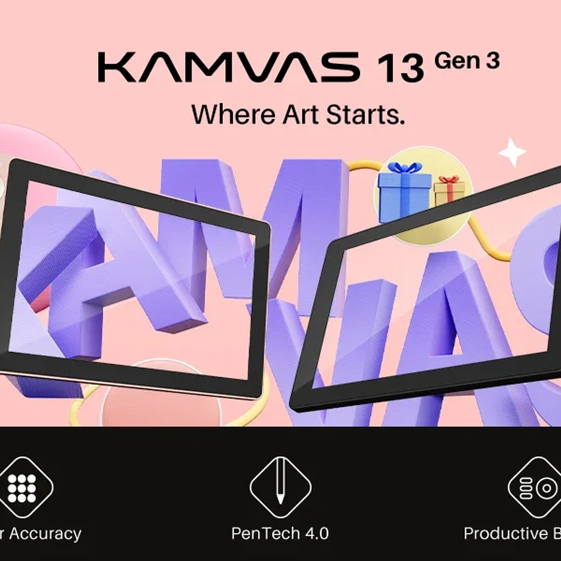 Huion Tablet Kamvas 13 (Gen 3) Tabletas gráficas Monitor 16K niveles de presión Pantalla de 13,3 pulgadas Pantalla de dibujo PenTech 4.0 Stylus 13