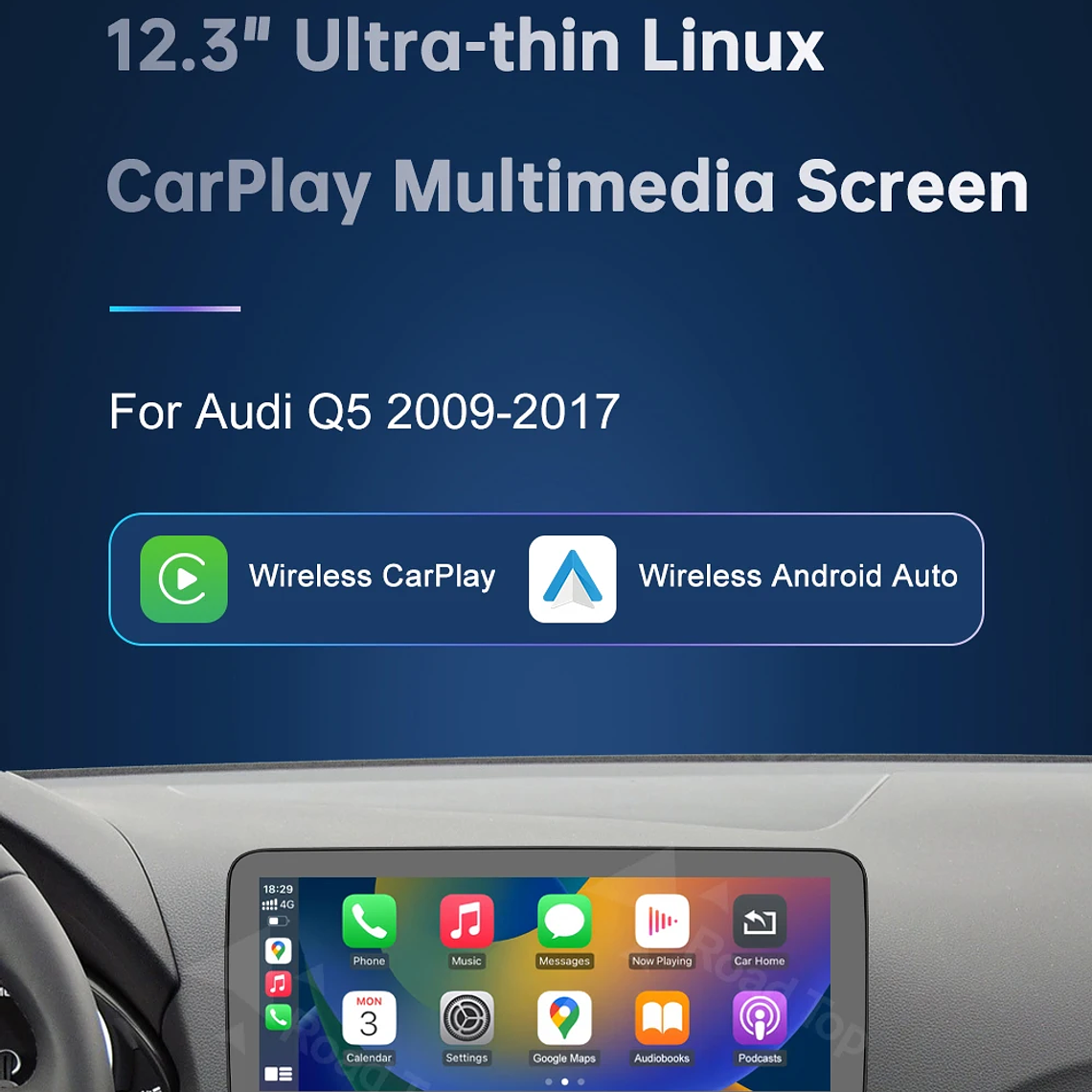 Pantalla táctil Multimedia de 8,9 pulgadas y 12,3 pulgadas para Audi Q5 2009-2017 Airplay Miracast función inalámbrica Carplay Android Auto 14