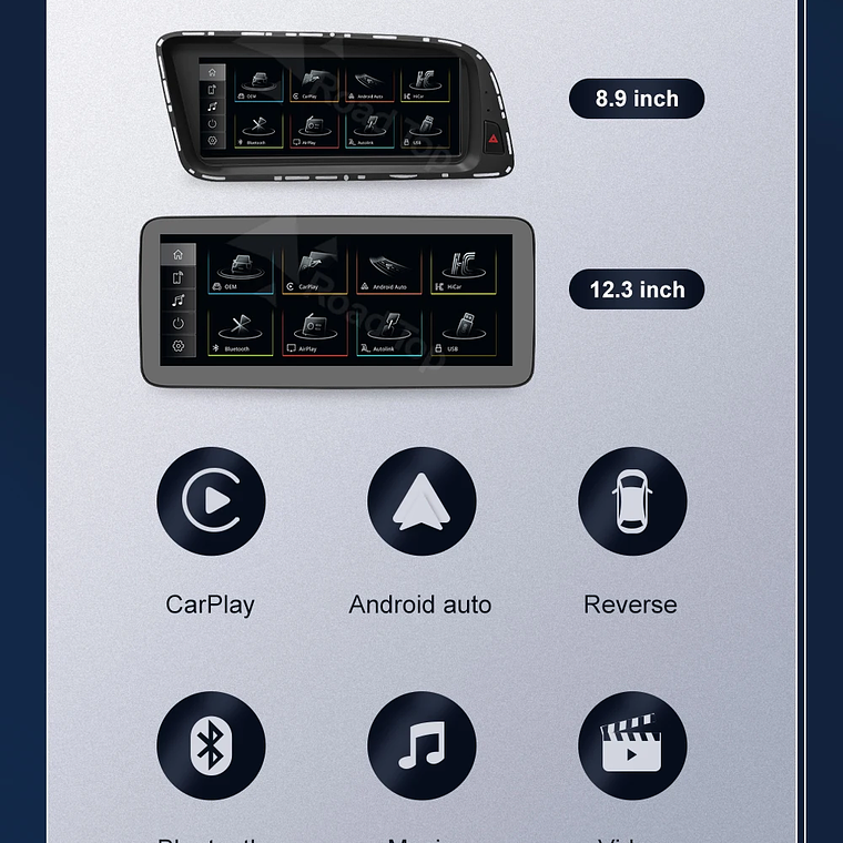 Pantalla táctil Multimedia de 8,9 pulgadas y 12,3 pulgadas para Audi Q5 2009-2017 Airplay Miracast función inalámbrica Carplay Android Auto 15