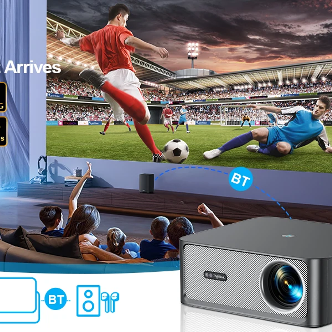 Proyector ThundeaL TDA6 Full HD 1080P, Video 4K, WiFi 5G, Proyector Android FHD TDA6W, Cine en Casa, Teléfono Inteligente 3D, Proyector Portátil 7