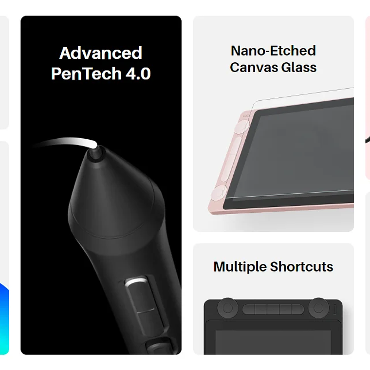 Huion Tablet Kamvas 13 (Gen 3) Tabletas gráficas Monitor 16K niveles de presión Pantalla de 13,3 pulgadas Pantalla de dibujo PenTech 4.0 Stylus 14