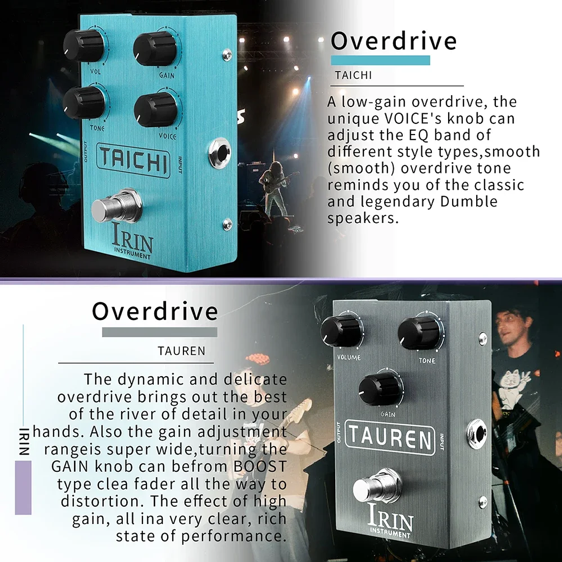 IRIN-Pedal de efecto de guitarra, altavoces de distorsión Overdrive, analógico, clásico, efecto Rock británico, Pedal de bajo eléctrico, True Bypass 5