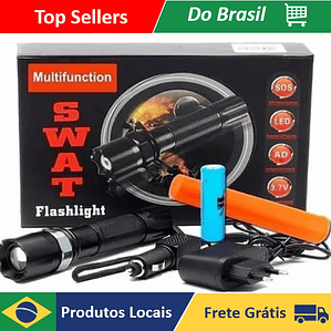 Linterna táctica Led Swat. Recargable profesional 608 con 1 o 2 pilas