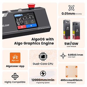 AlgoLaser KIT de bricolaje MK2 grabador láser 10W salida CNC cortador láser DIY máquina de grabado láser herramienta de corte agregar pantalla táctil de 3,5 pulgadas