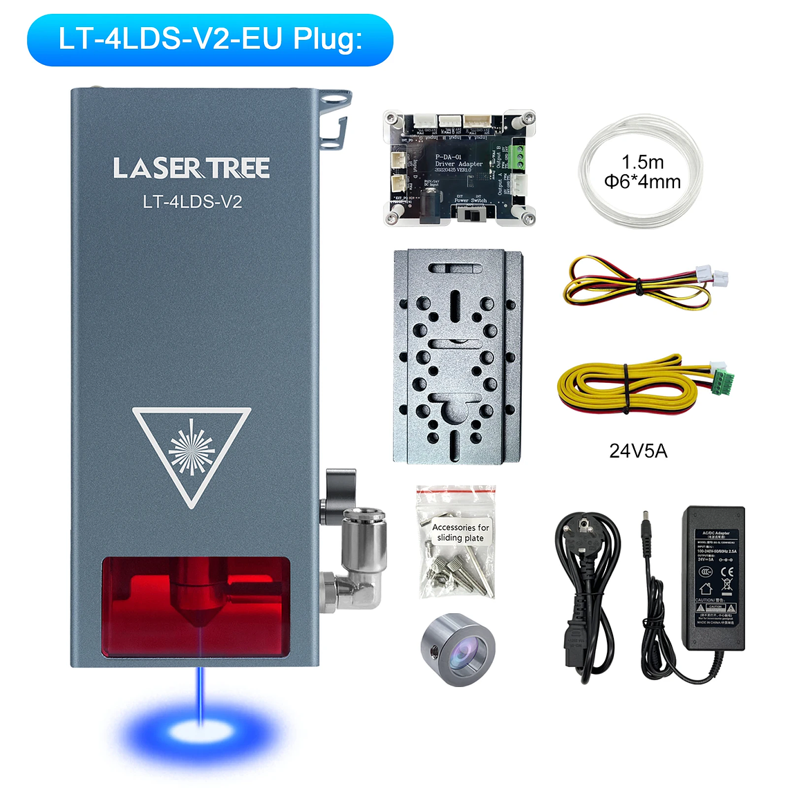 Árbol láser de alta potencia, cabezal láser de potencia óptica de 20W con asistencia de aire, módulo de luz azul TTL para herramienta de grabado de corte láser DIY 7