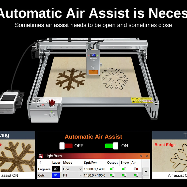 LASER TREE K1PRO grabador láser con módulo láser de 30W 40W máquina cortadora de grabado herramientas de carpintería CNC área de trabajo 400X400mm 17