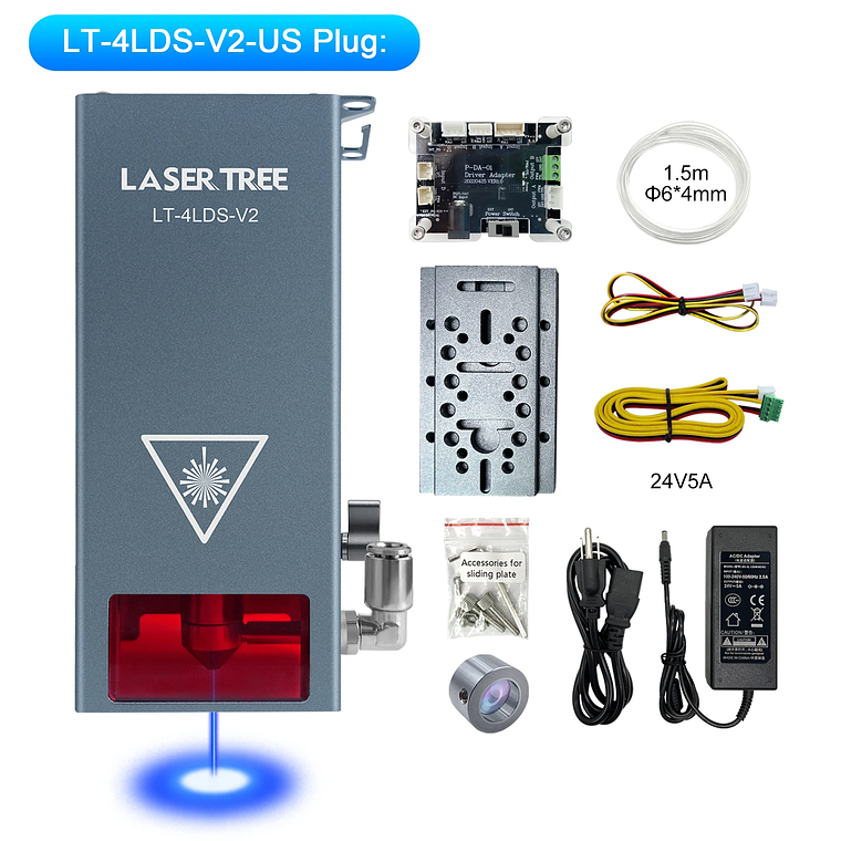 Árbol láser de alta potencia, cabezal láser de potencia óptica de 20W con asistencia de aire, módulo de luz azul TTL para herramienta de grabado de corte láser DIY 8