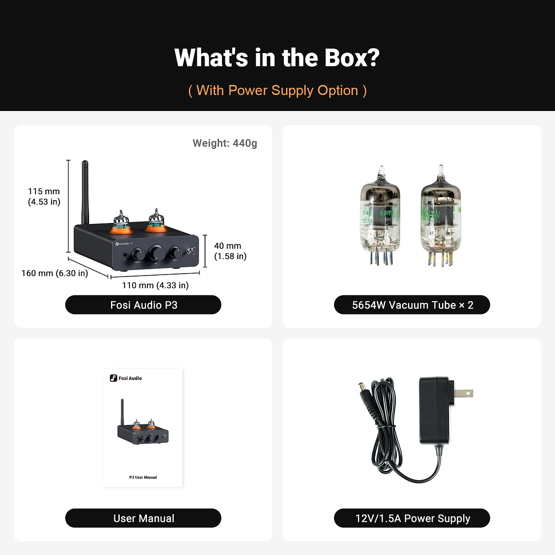 Fosi Audio P3 amplificador de tubo Bluetooth válvula preamplificadora estéreo HiFi vacío con Control de tono de agudos y graves para altavoz doméstico 7
