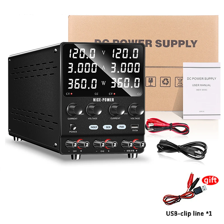 NICE-POWER 120V 3A 6A Fuente de alimentación de laboratorio dual ajustable 4 en 1, fuente de alimentación digital de banco 30V 10A, salida estable, modos independiente, serie, paralelo, 0-240V para  13