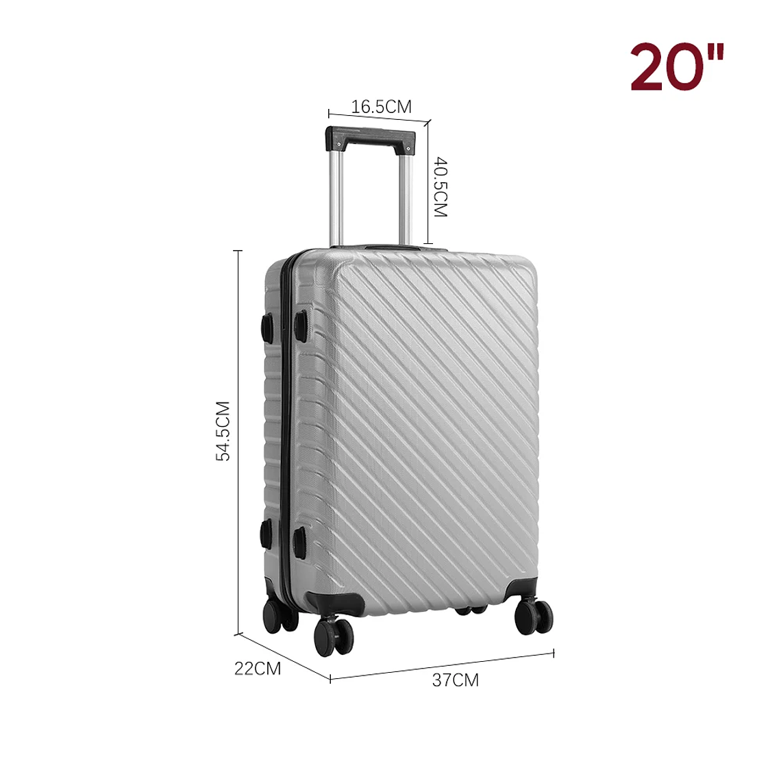 Maleta de viaje rígida, Maleta ligera con ruedas giratorias, 20