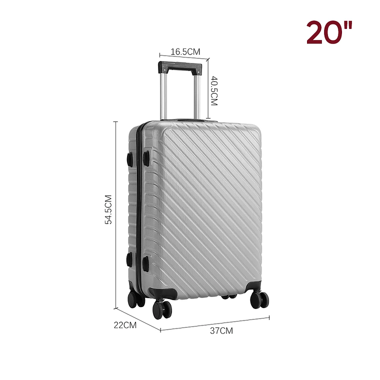 Maleta de viaje rígida, Maleta ligera con ruedas giratorias, 20