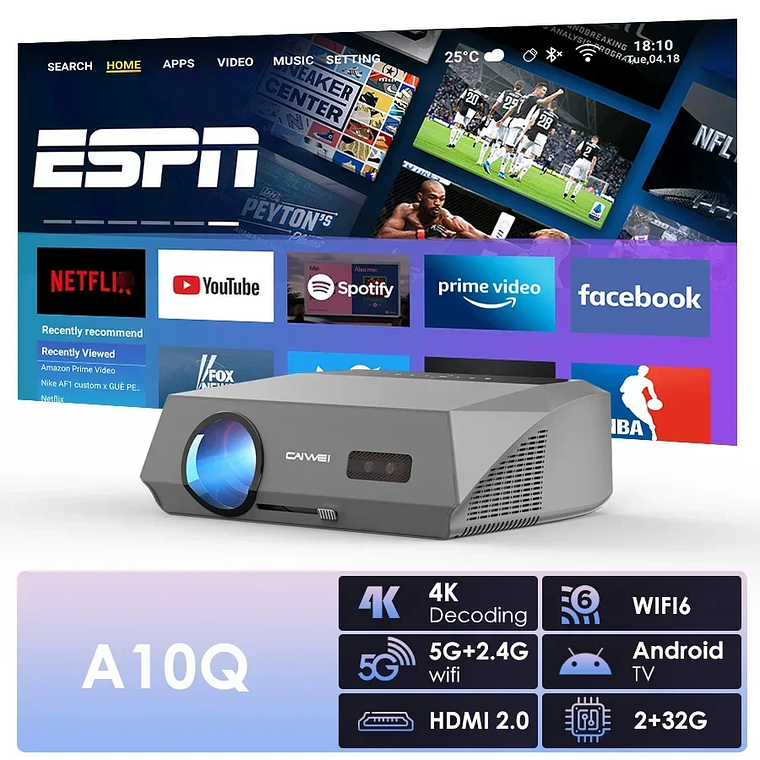 Proyector de películas 4K con enfoque automático, 3500 ANSI, wifi 2.4+5G, bluetooth, 1080P Full HD HDR, Android TV, proyector de video para uso diurno, cine en casa 14
