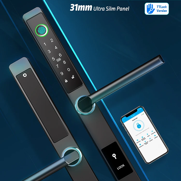 Cerradura biométrica de aluminio con aplicación Ttlock de Brasil, manija de puerta con huella dactilar Aleax, cerradura Digital sin llave para cerradura inteligente deslizante de vidrio 11