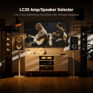 Fosi Audio LC30 amplificador conmutador de altavoz 2 en 2 salidas doble medidor de VU analógico caja conmutador de Audio con pantalla de Panel DB con control remoto
