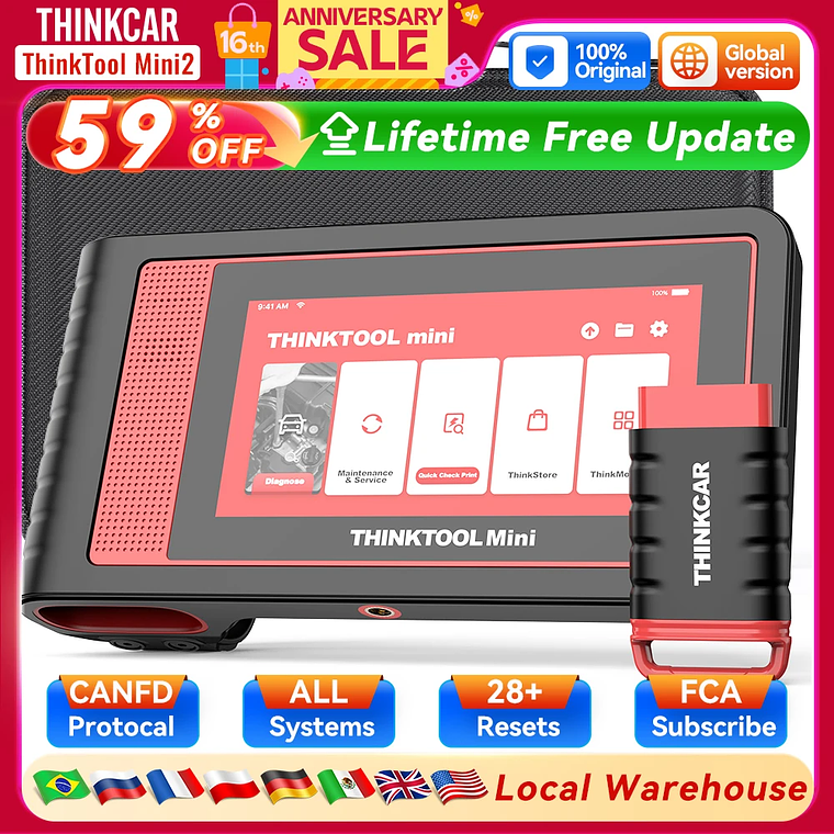 THINKCAR THINKTOOL MINI 2 CANFD Herramientas de diagnóstico automático para automóviles Escáner OBD2 Herramienta de escaneo bidireccional 28 restablecimientos Diagnóstico completo del sistema 1