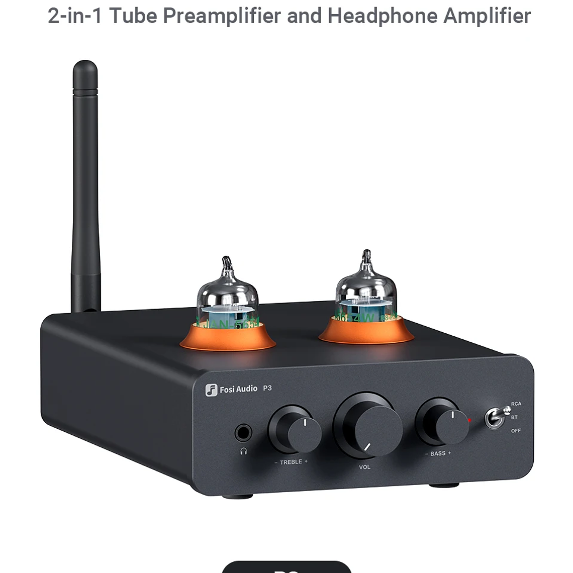 Fosi Audio P3 amplificador de tubo Bluetooth válvula preamplificadora estéreo HiFi vacío con Control de tono de agudos y graves para altavoz doméstico 10