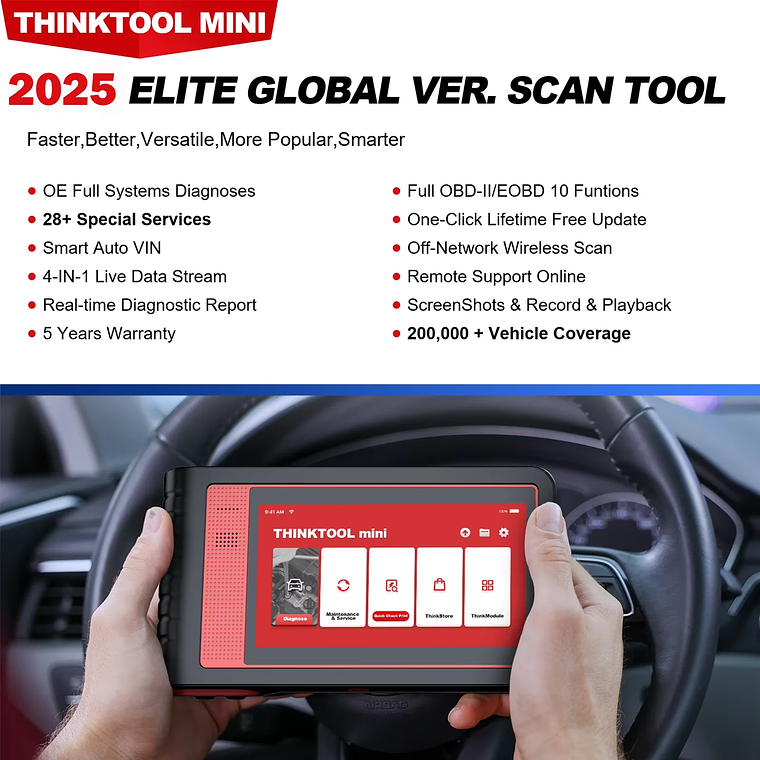 THINKCAR THINKTOOL MINI 2 CANFD Herramientas de diagnóstico automático para automóviles Escáner OBD2 Herramienta de escaneo bidireccional 28 restablecimientos Diagnóstico completo del sistema 2