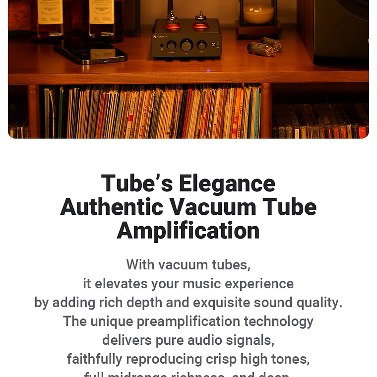 Fosi Audio P3 amplificador de tubo Bluetooth válvula preamplificadora estéreo HiFi vacío con Control de tono de agudos y graves para altavoz doméstico 11