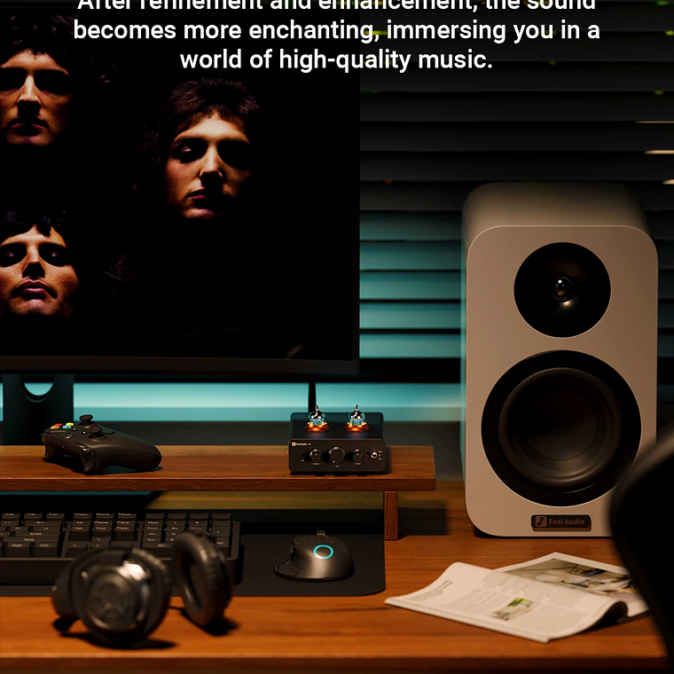 Fosi Audio P3 amplificador de tubo Bluetooth válvula preamplificadora estéreo HiFi vacío con Control de tono de agudos y graves para altavoz doméstico 12