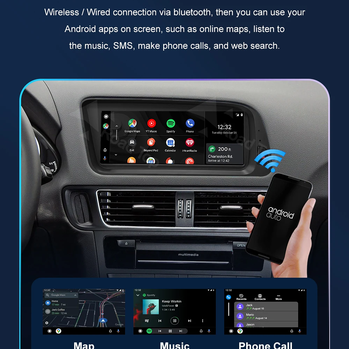 Pantalla táctil Multimedia de 8,9 pulgadas y 12,3 pulgadas para Audi Q5 2009-2017 Airplay Miracast función inalámbrica Carplay Android Auto 23