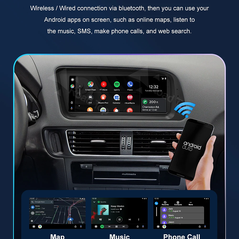 Pantalla táctil Multimedia de 8,9 pulgadas y 12,3 pulgadas para Audi Q5 2009-2017 Airplay Miracast función inalámbrica Carplay Android Auto 23