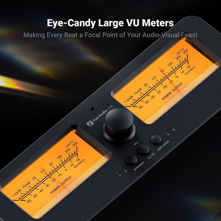 Fosi Audio LC30 amplificador conmutador de altavoz 2 en 2 salidas doble medidor de VU analógico caja conmutador de Audio con pantalla de Panel DB con control remoto 3