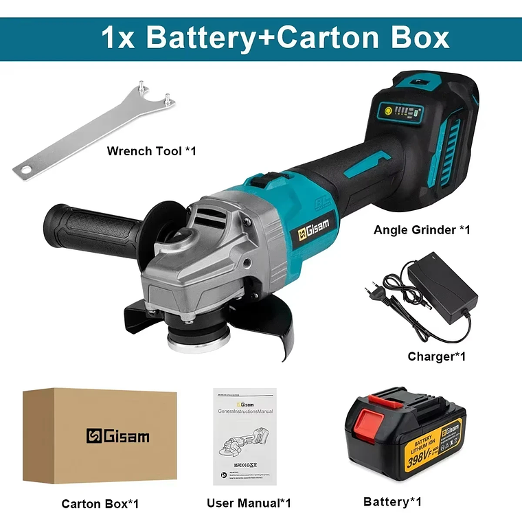 Gismis-amoladora angular eléctrica sin escobillas, 7 engranajes, amoladora angular recargable de 125MM, herramientas eléctricas de pulido para Pin de batería Makita de 18V 8