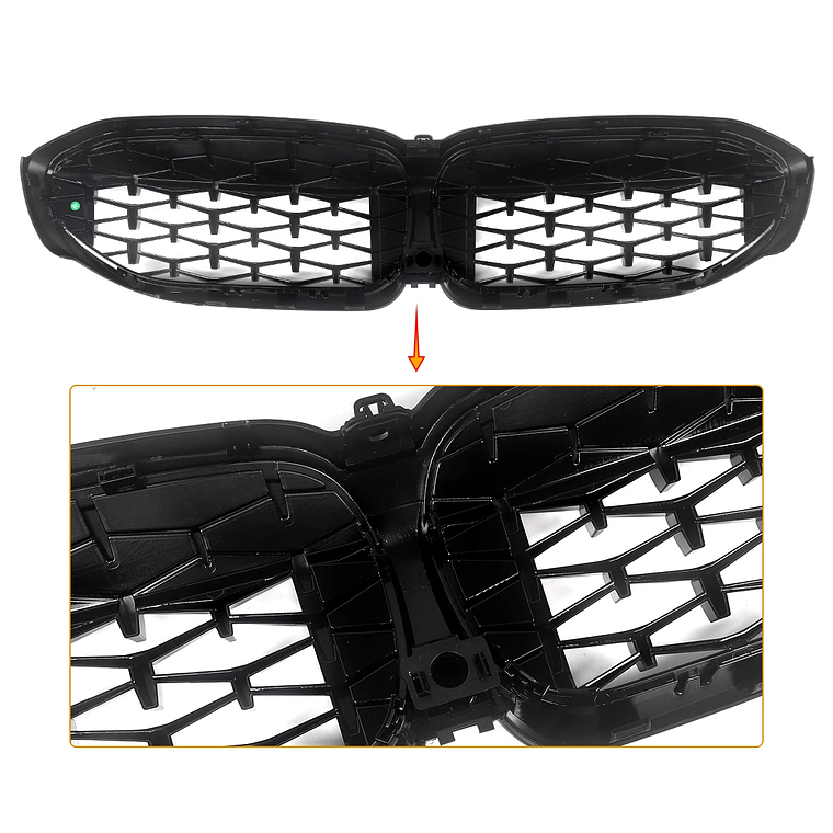 MAGICKIT para BMW Serie 3 G20 Berlina/G21 Estate 2018-2021 parrilla delantera de riñón con accesorios de coche negro brillante 14