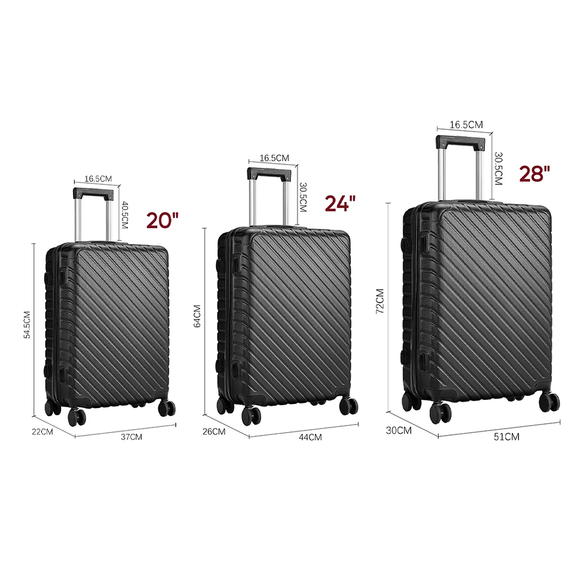 Maleta de viaje rígida, Maleta ligera con ruedas giratorias, 20