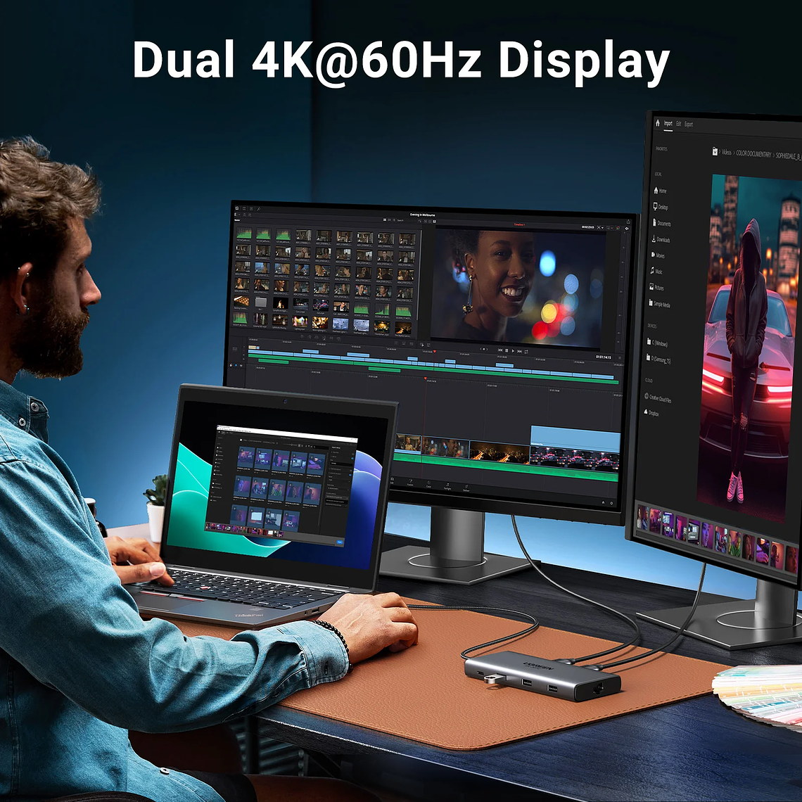 UGREEN Dual HDMI USB-C HUB 8K 4K HDMI Adaptador 10 en 1 Divisor con RJ45 USB3.0 PD 100W Dock para MacBook Pro Air Laptop USB HUB 4