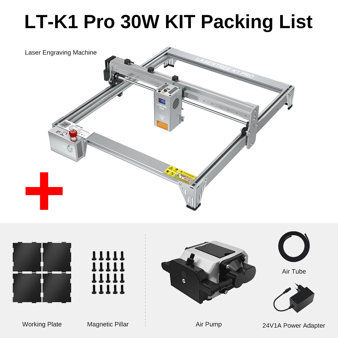 LASER TREE K1PRO grabador láser con módulo láser de 30W 40W máquina cortadora de grabado herramientas de carpintería CNC área de trabajo 400X400mm 23